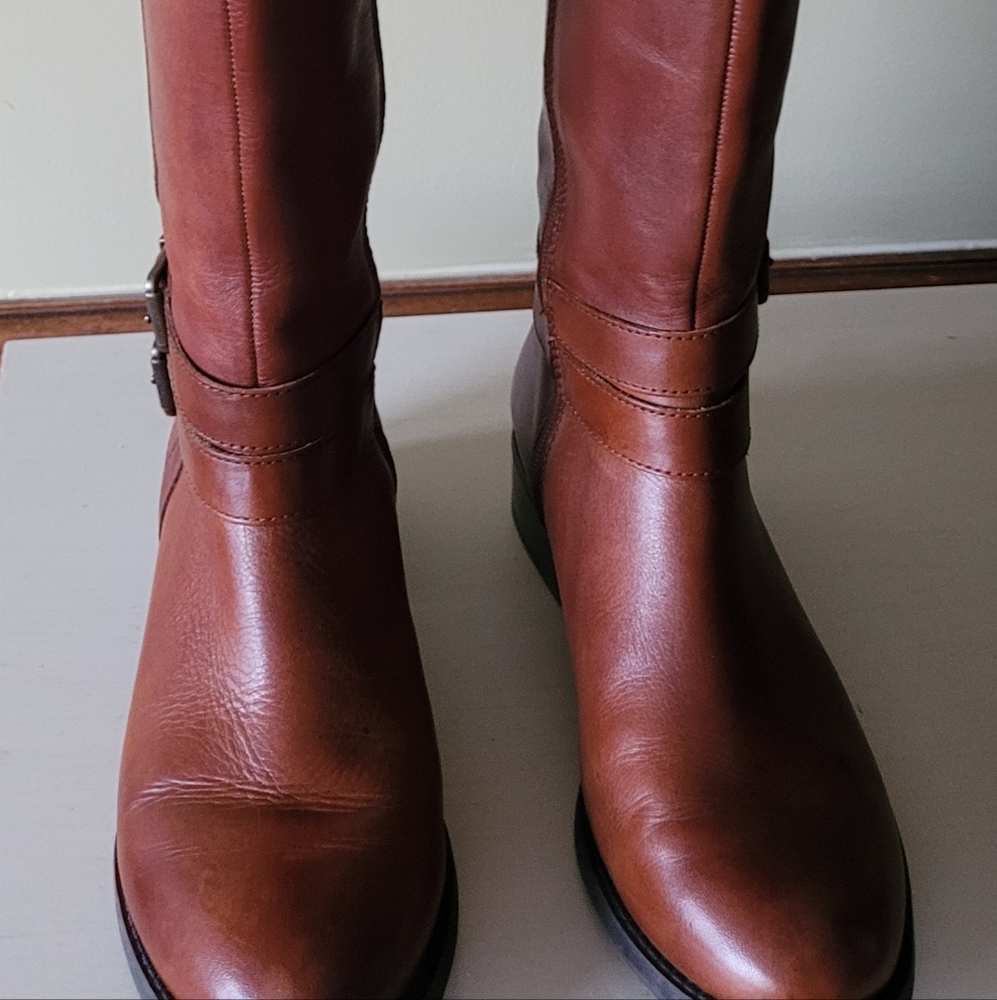 Inc intl brown leather riding boots, wide calf